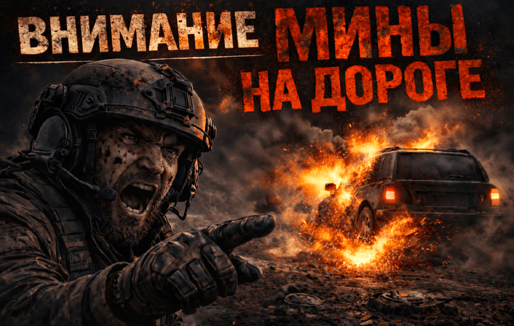 Солдат в шлеме FAST (Future Assault Shell Technology) Helmet и горящий автомобиль.