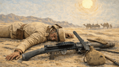 Солдат французского Иностранного легиона лежит в пустыне Сахара