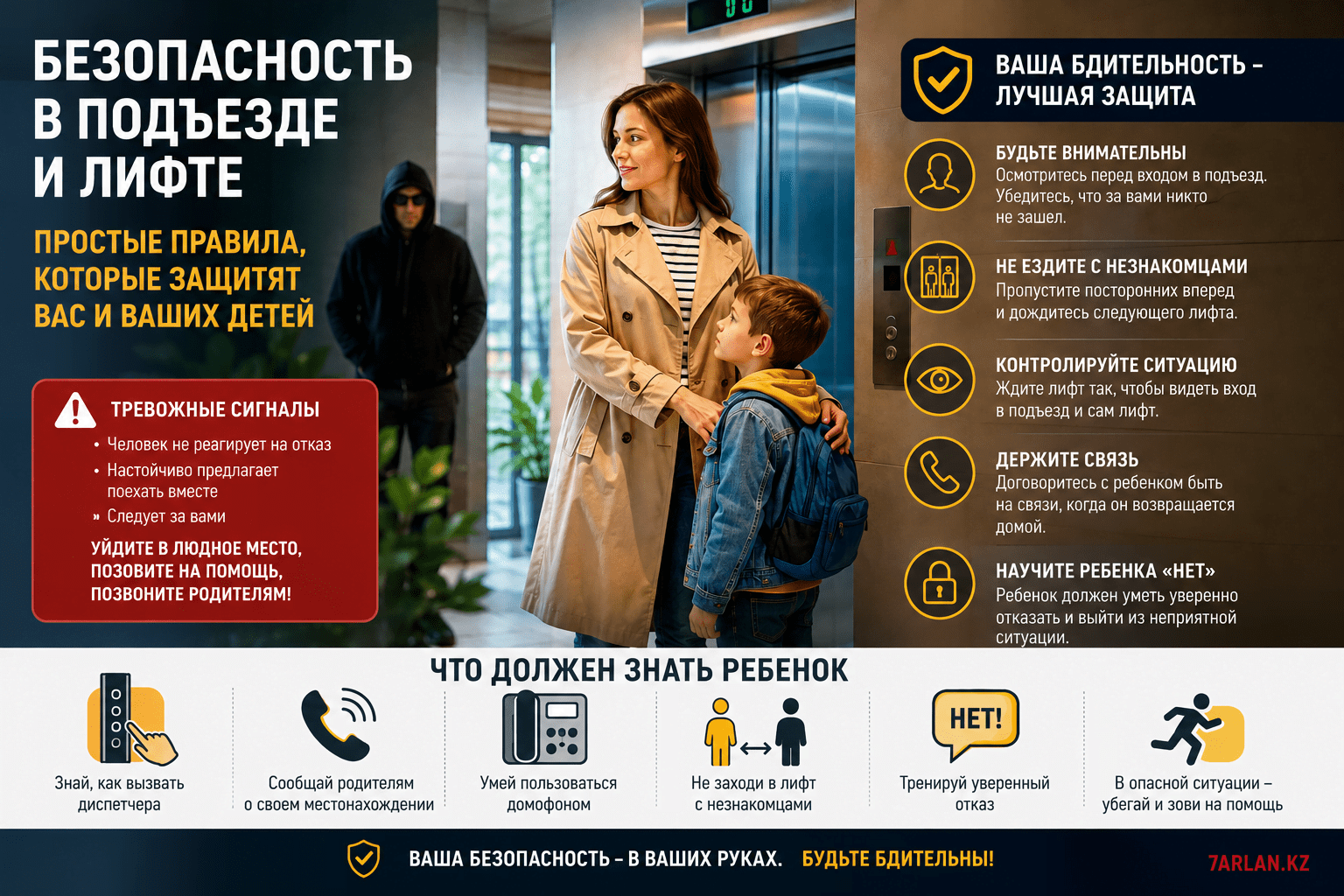 Иллюстрация Правила безопасности в подъезде и лифте